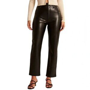 Abercrombie & Fitch Curve Love Vegan Leather Ankle Straight Pant